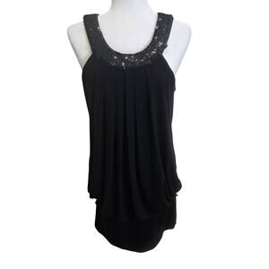 B. Smart Black Embellished Halter Neck Dress Size Medium